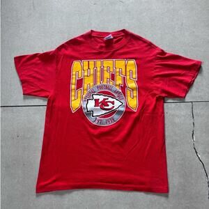 90s Vintage Kansas City Chiefs Trench Red T Shirt Size L